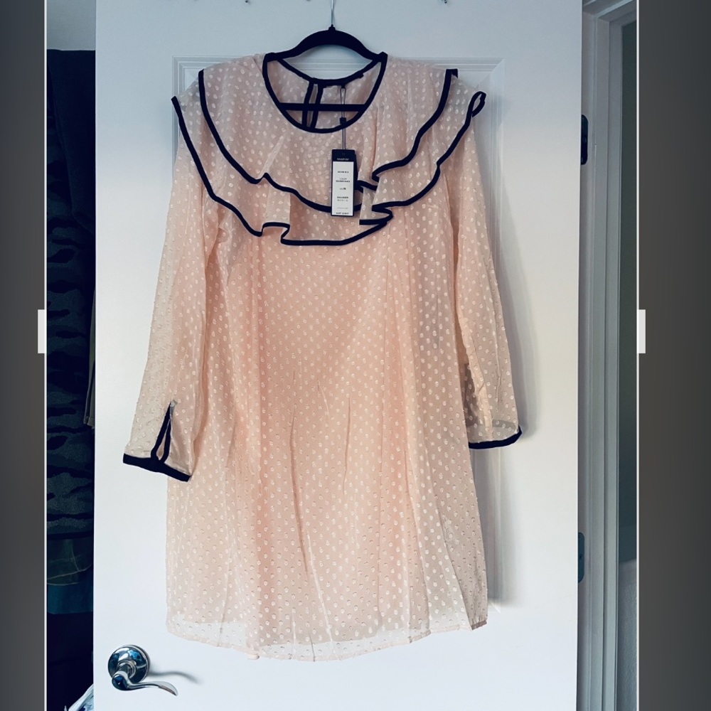 NWT $268 Maxsport pink Swiss dot dress size L.